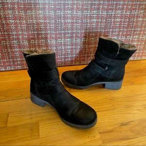 Black Suede Chastity Ankle Booties - 7.5 - White Mountain
